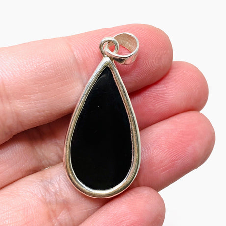 Black Onyx Teardrop Faceted Pendant KPGJ3973 - Nature's Magick