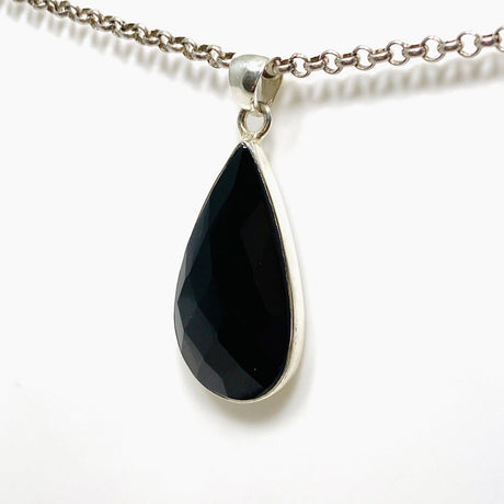 Black Onyx Teardrop Faceted Pendant KPGJ3973 - Nature's Magick