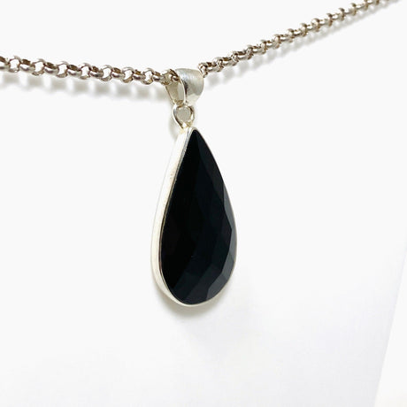 Black Onyx Teardrop Faceted Pendant KPGJ3973 - Nature's Magick