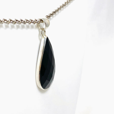 Black Onyx Teardrop Faceted Pendant KPGJ3973 - Nature's Magick