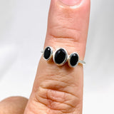 Black Onyx Triple Stone Faceted Ring R3956 - Nature's Magick