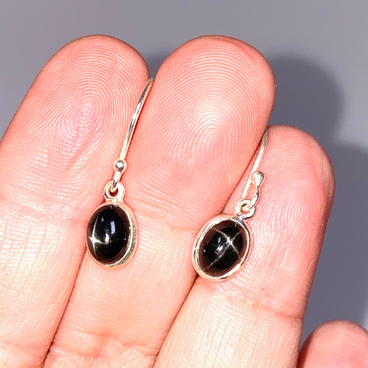 Black Star Diopside Oval Cabochon Earrings PEGJ410