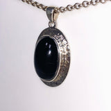 Black Star Diopside Oval Pendant in a Hammered Setting KPGJ4476 - Nature's Magick