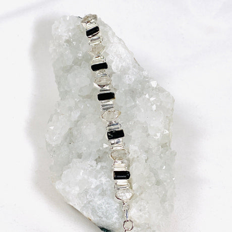 Black Tourmaline and Herkimer Diamond Quartz Bracelet LBGJ-03 - Nature's Magick