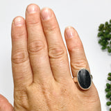 Black Tourmaline Oval Raw Ring Size 5.5 PRGJ718