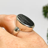 Black Tourmaline Oval Raw Ring Size 5.5 PRGJ718