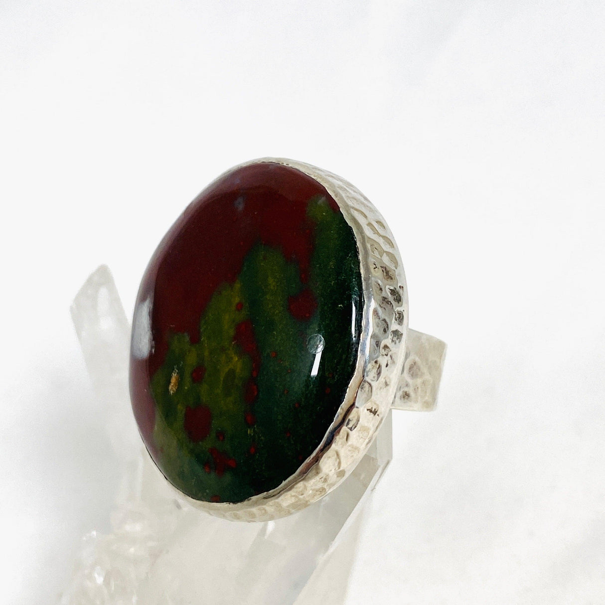 Bloodstone Round Hammered Band Ring Size 10 KRGJ1256 - Nature's Magick