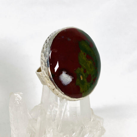 Bloodstone Round Hammered Band Ring Size 10 KRGJ1256 - Nature's Magick