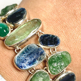 Blue and Green Kyanite, Tsavorite and Emerald Multi-stone Bracelet PBGJ045