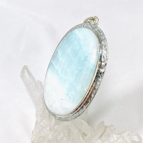 Blue Aragonite Oval Pendant in A Hammered Setting KPGJ4466 - Nature's Magick