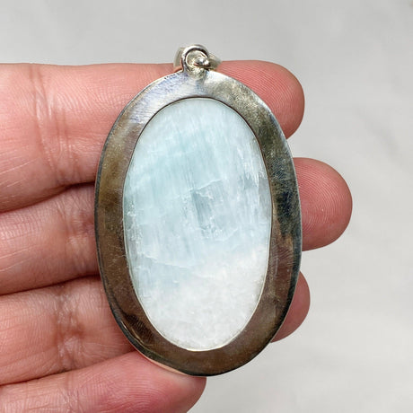 Blue Aragonite Oval Pendant in A Hammered Setting KPGJ4466 - Nature's Magick