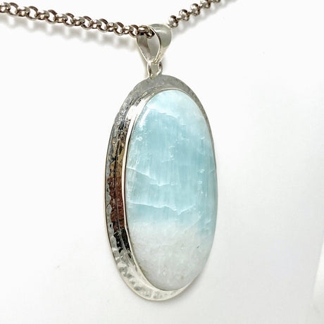 Blue Aragonite Oval Pendant in A Hammered Setting KPGJ4466 - Nature's Magick