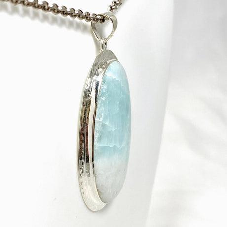 Blue Aragonite Oval Pendant in A Hammered Setting KPGJ4466 - Nature's Magick