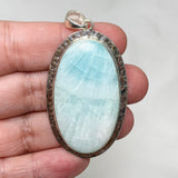 Blue Aragonite Oval Pendant in A Hammered Setting KPGJ4467 - Nature's Magick