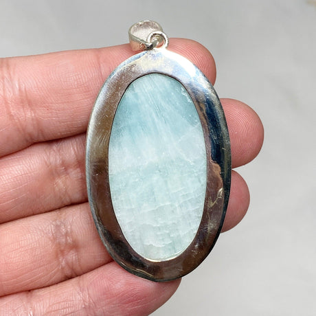 Blue Aragonite Oval Pendant in A Hammered Setting KPGJ4467 - Nature's Magick