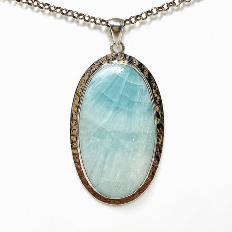 Blue Aragonite Oval Pendant in A Hammered Setting KPGJ4467 - Nature's Magick