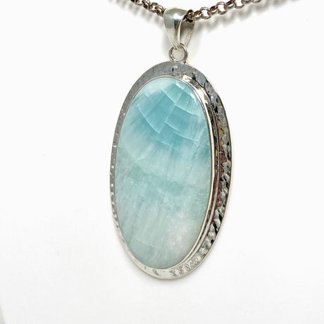 Blue Aragonite Oval Pendant in A Hammered Setting KPGJ4467 - Nature's Magick