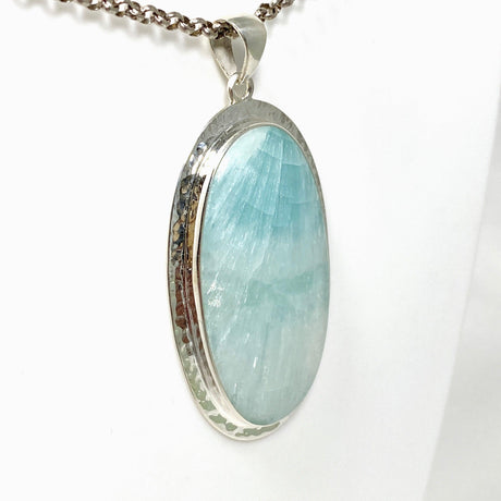 Blue Aragonite Oval Pendant in A Hammered Setting KPGJ4467 - Nature's Magick