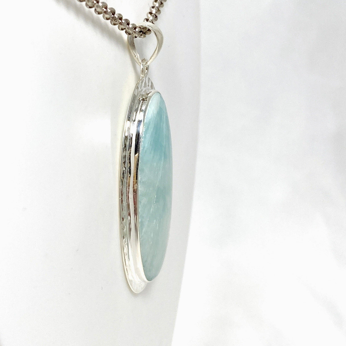 Blue Aragonite Oval Pendant in A Hammered Setting KPGJ4467 - Nature's Magick
