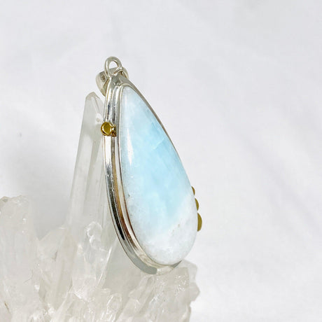 Blue Aragonite Teardrop Pendant in A Decorative Setting KPGJ4465 - Nature's Magick