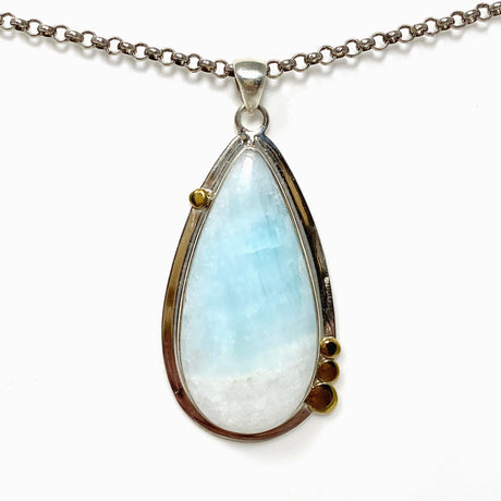 Blue Aragonite Teardrop Pendant in A Decorative Setting KPGJ4465 - Nature's Magick