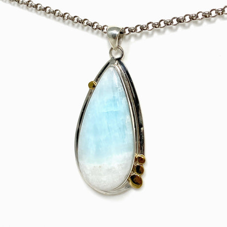 Blue Aragonite Teardrop Pendant in A Decorative Setting KPGJ4465 - Nature's Magick