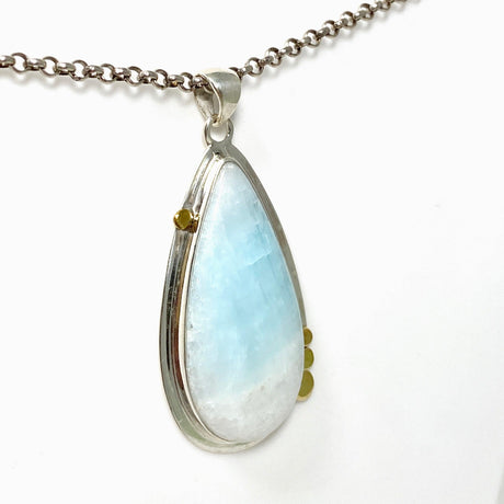 Blue Aragonite Teardrop Pendant in A Decorative Setting KPGJ4465 - Nature's Magick