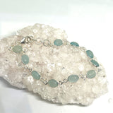 Blue Chalcedony cabochon in 925 silver bezel setting bracelet PBGJ011