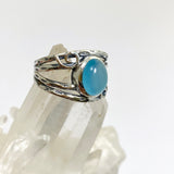 Blue Chalcedony Cabochon Ring in a Decorative Setting R4025