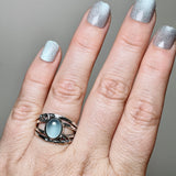 Blue Chalcedony Cabochon Ring in a Decorative Setting R4025