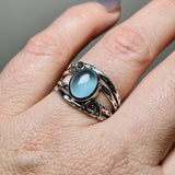 Blue Chalcedony Cabochon Ring in a Decorative Setting R4025