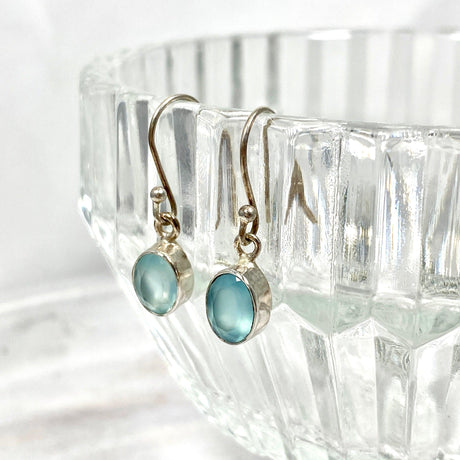 Blue Chalcedony petite oval faceted earrings R2363-BCO - Nature's Magick