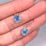 Blue Chalcedony petite square faceted earrings R2363-BCS - Nature's Magick