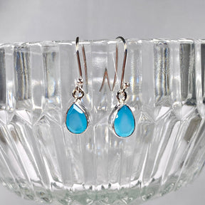 Blue Chalcedony petite teardrop faceted earrings R2363-BCD - Nature's Magick
