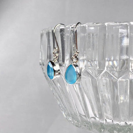 Blue Chalcedony petite teardrop faceted earrings R2363-BCD - Nature's Magick