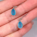 Blue Chalcedony petite teardrop faceted earrings R2363-BCD - Nature's Magick