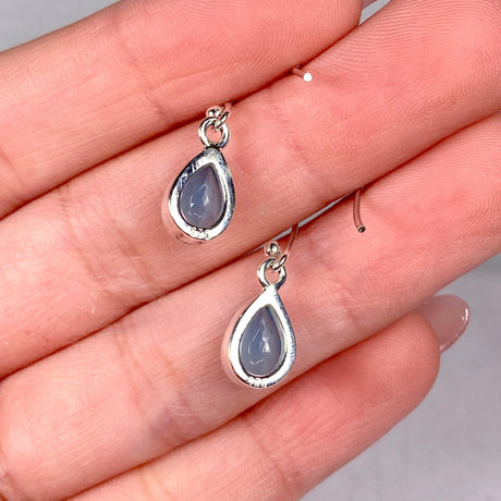 Blue Chalcedony petite teardrop faceted earrings R2363-BCD - Nature's Magick