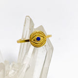 Blue Cubic Zirconia Evil Eye Gold Plated Ring RG586