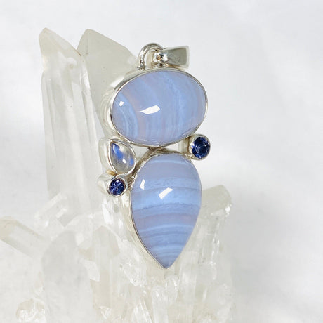 Blue Lace Agate, Iolite and Moonstone Multi Stone Pendant KPGJ4106 - Nature's Magick