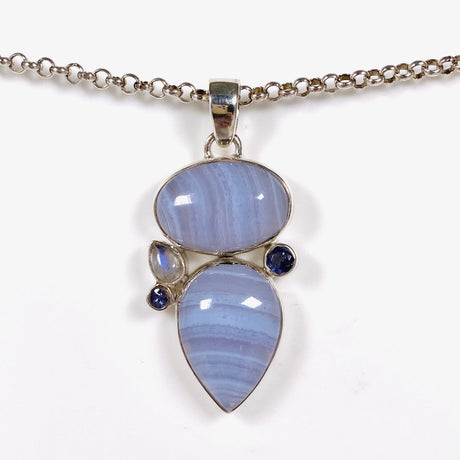 Blue Lace Agate, Iolite and Moonstone Multi Stone Pendant KPGJ4106 - Nature's Magick