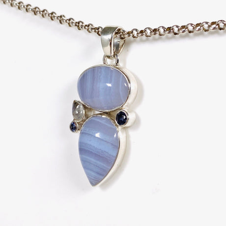 Blue Lace Agate, Iolite and Moonstone Multi Stone Pendant KPGJ4106 - Nature's Magick