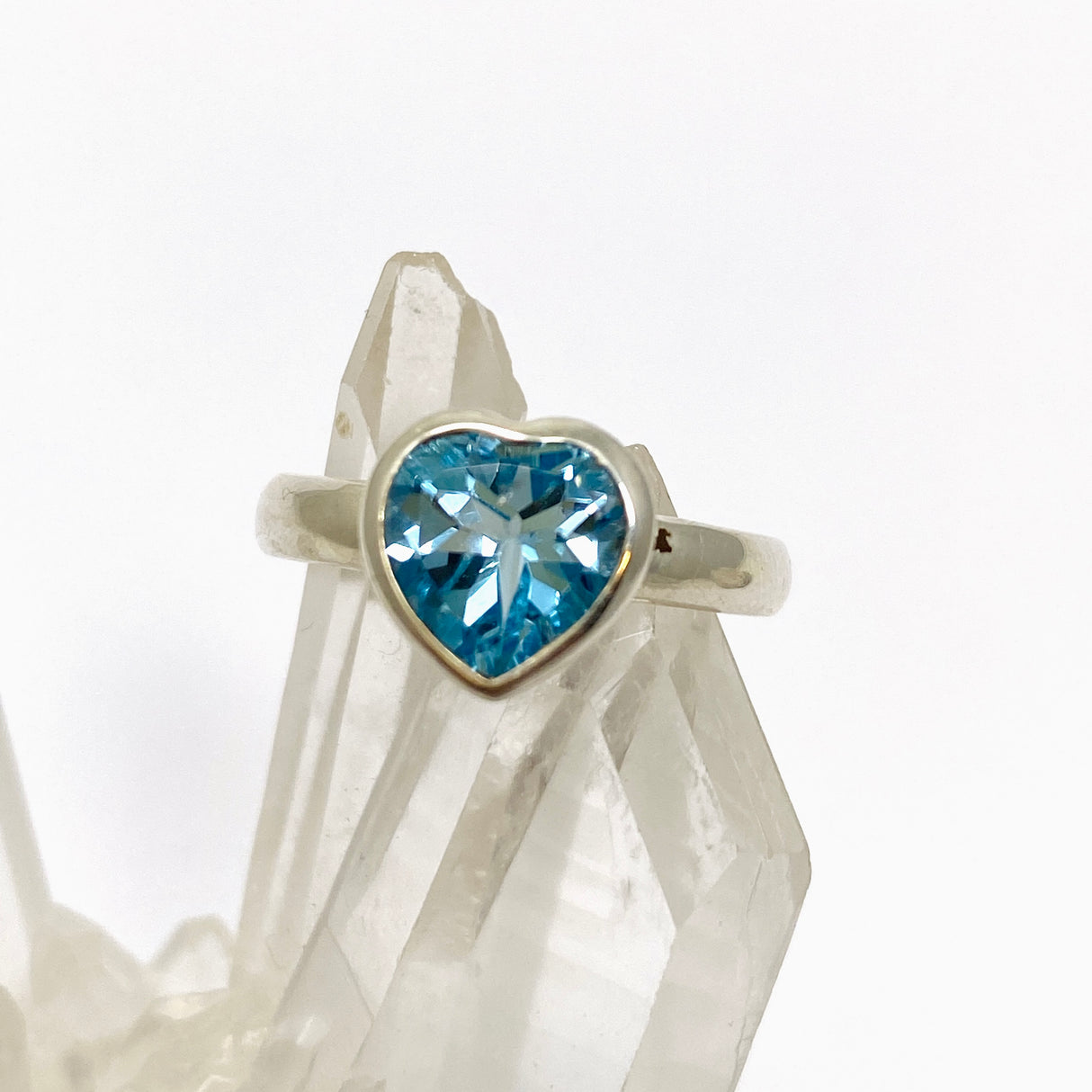 Blue Topaz Faceted Heart Ring PRGJ419