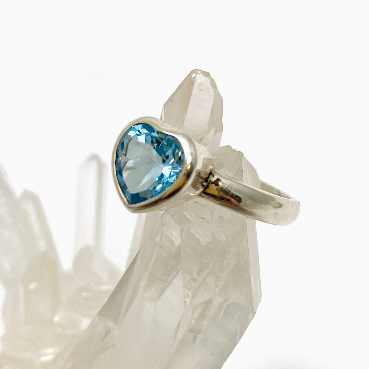 Blue Topaz Faceted Heart Ring PRGJ419