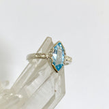 Blue Topaz Faceted Marquise Ring in a Decorative Setting R3726