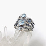 Blue Topaz Faceted Multi-stone Ring with Floral accents R3890 - Nature's Magick