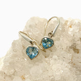 Blue Topaz Heart Faceted Earrings PEGJ209