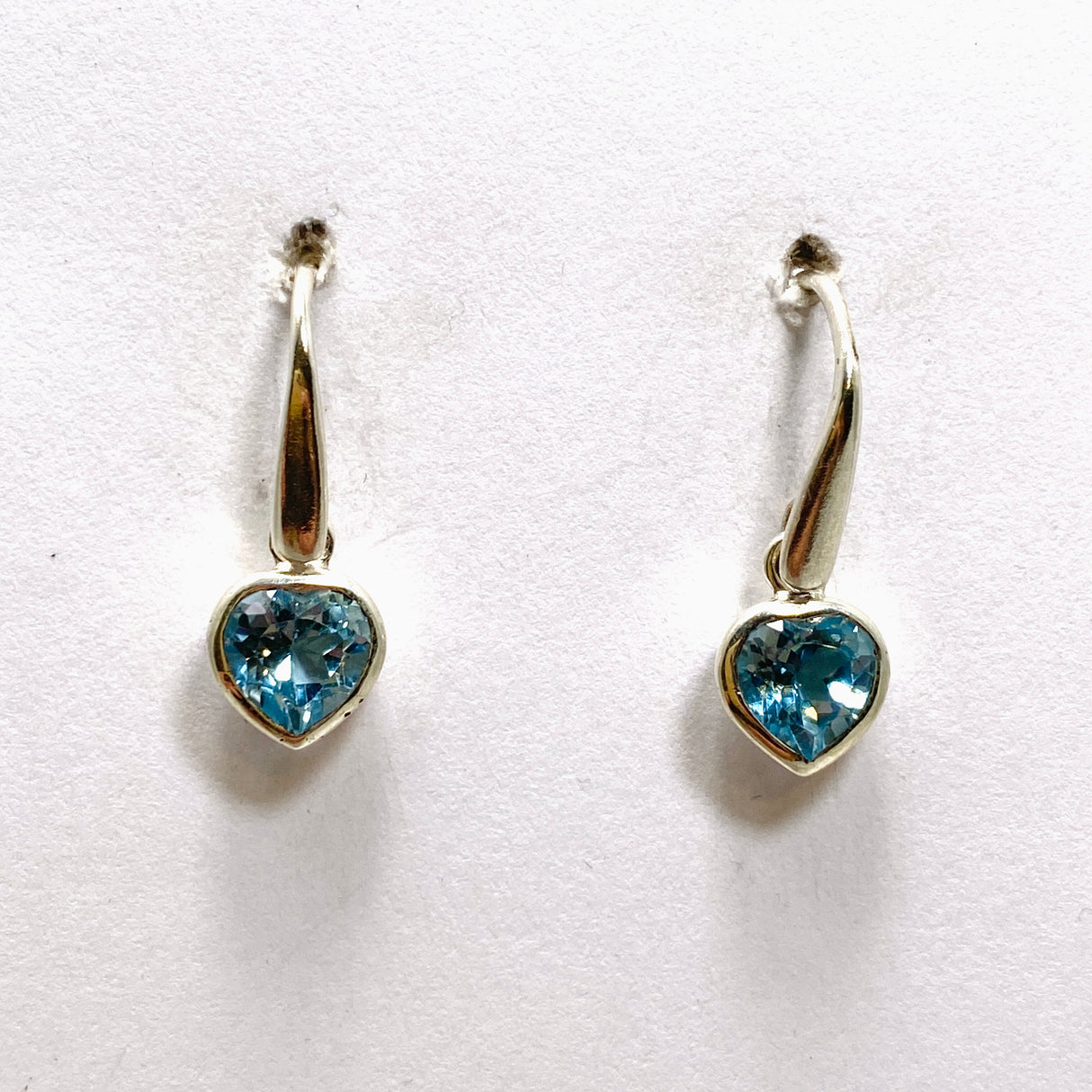 Blue Topaz Heart Faceted Earrings PEGJ209