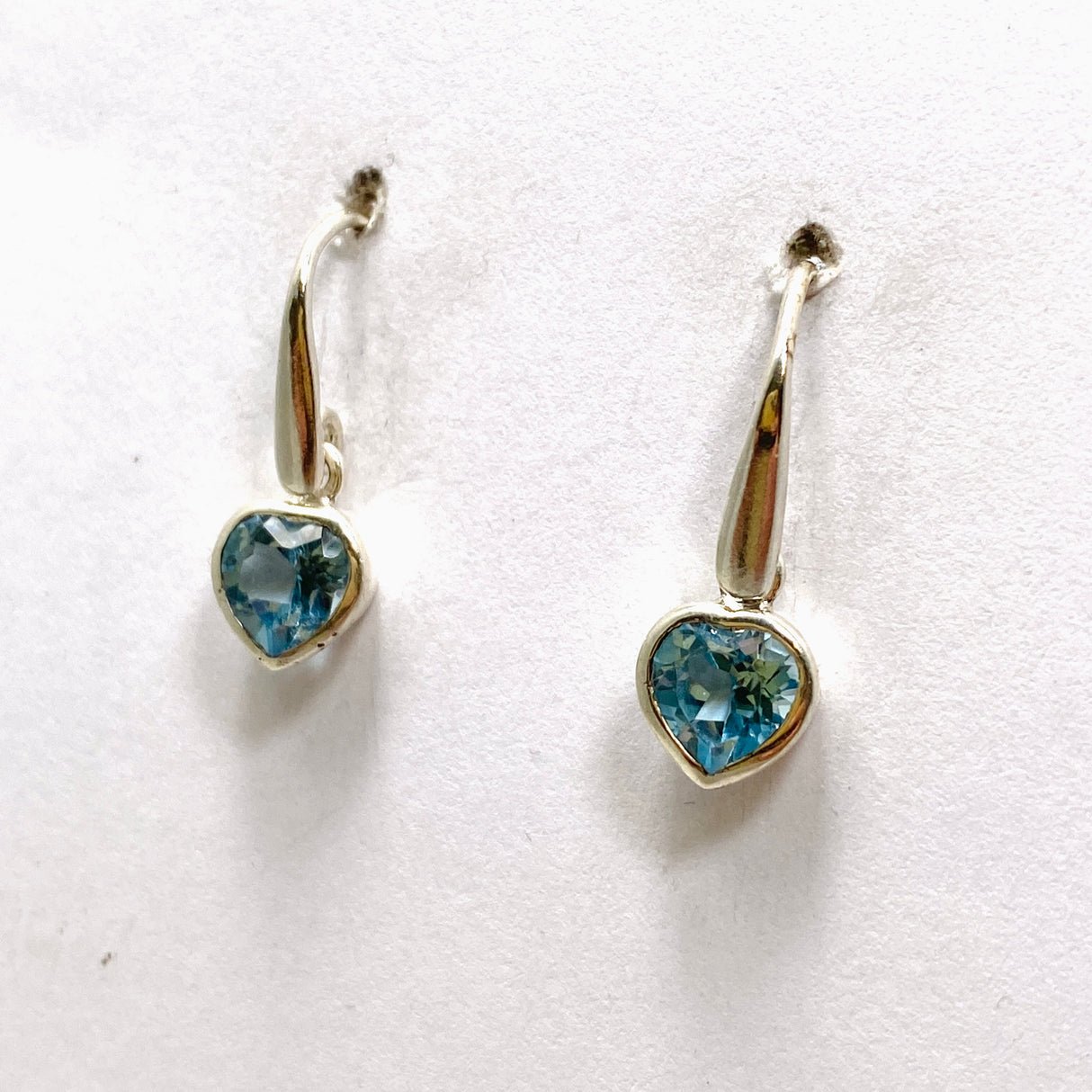 Blue Topaz Heart Faceted Earrings PEGJ209