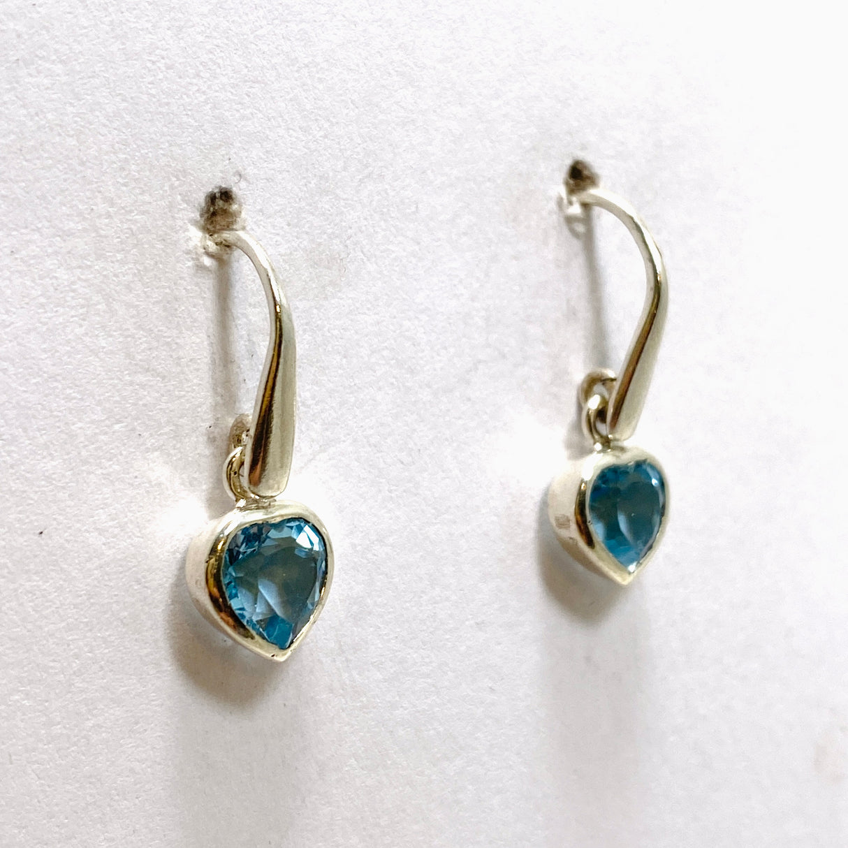 Blue Topaz Heart Faceted Earrings PEGJ209