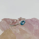 Blue Topaz Oval Faceted Gemstone with fine Sterling Silver Ring